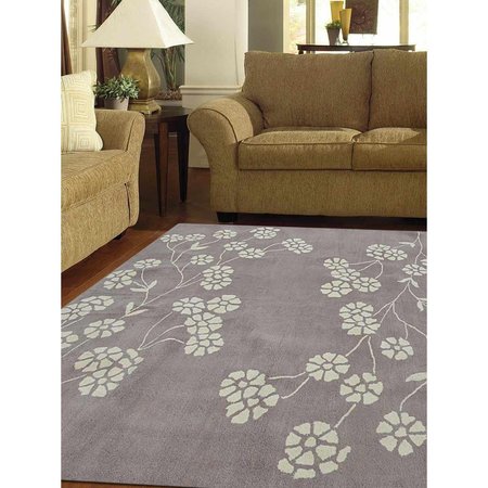 GLITZY RUGS 8 x 8 ft. Hand Tufted Wool Floral Square Area Rug, Beige & White UBSK00513T0131C8